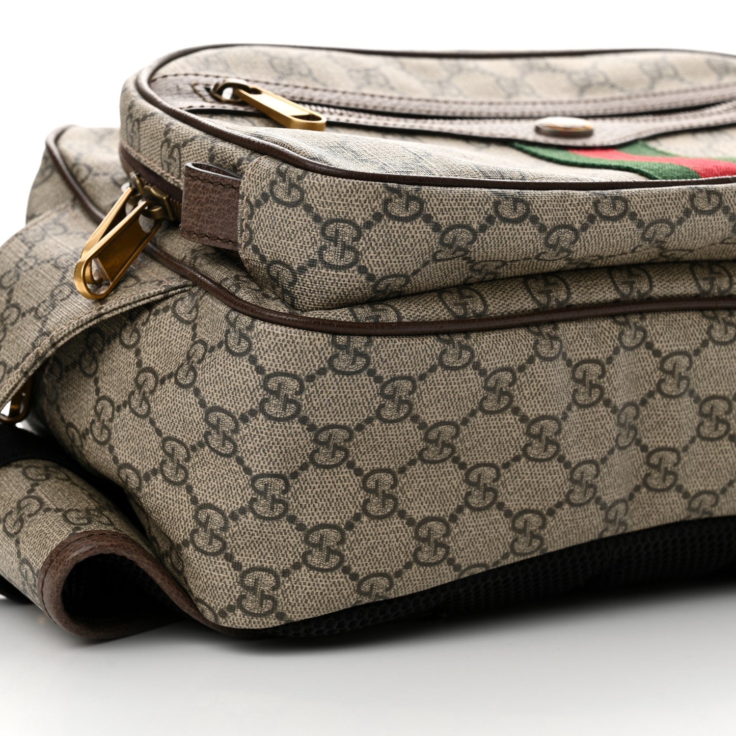 Soft GG Supreme Monogram Textured Dollar Calfskin Web Ophidia Pouch Pocket Belt Bag Beige Ebony New Acero Black