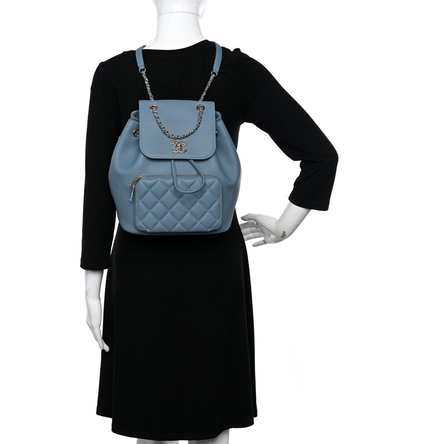 Caviar Quilted Business Affinity Backpack Blue