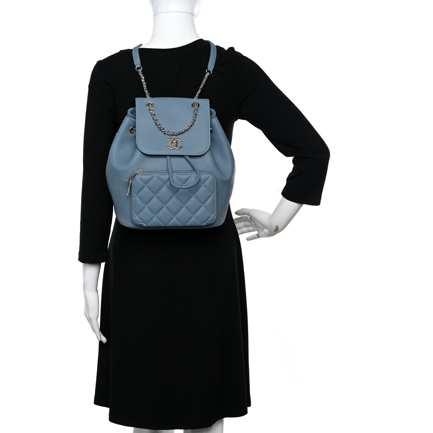 Chanel Caviar Quilted Business Affinity Backpack Blue 2 of 10