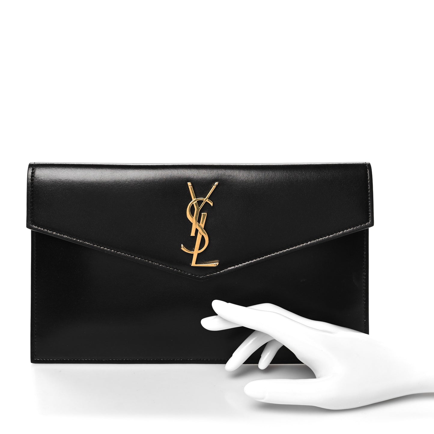 Smooth Shiny Calfskin Monogram Uptown Pouch Black