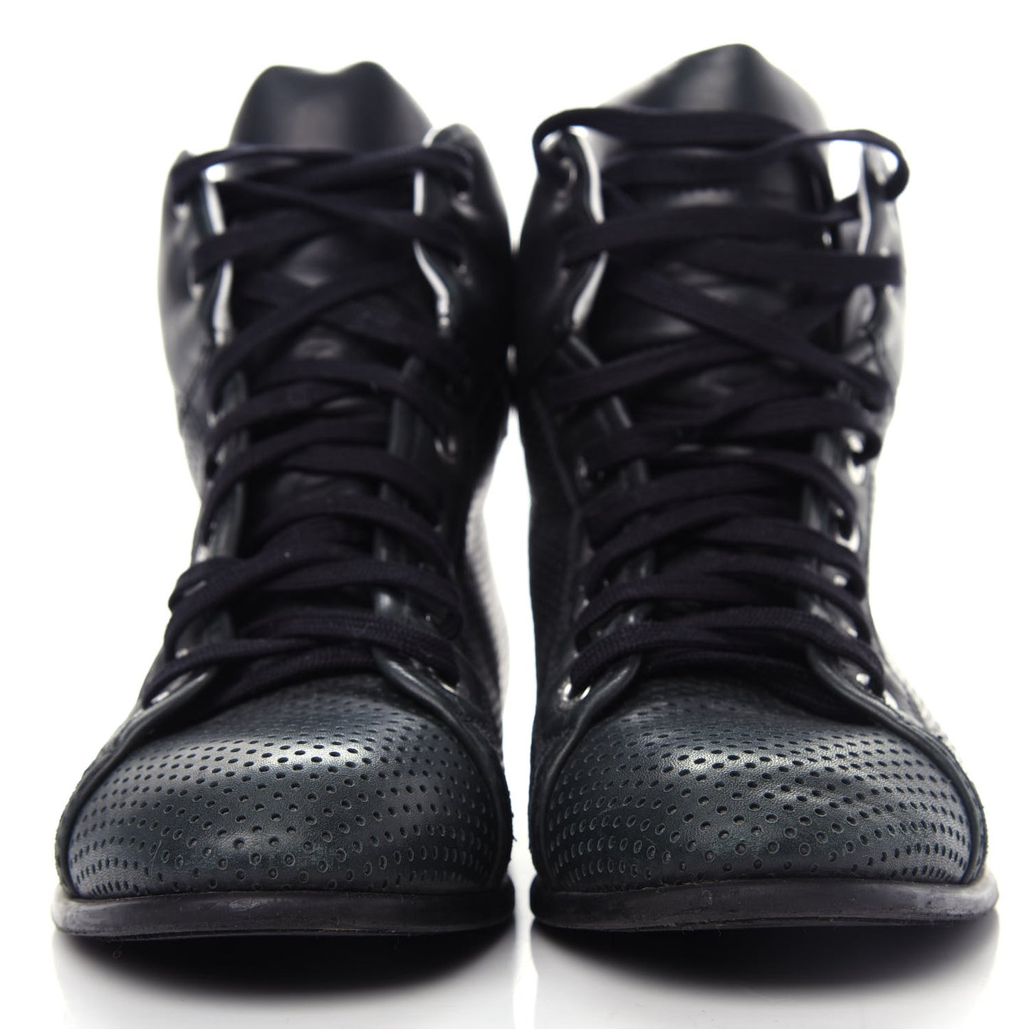 Perforated Lambskin High Top CC Sneakers 36.5 Black
