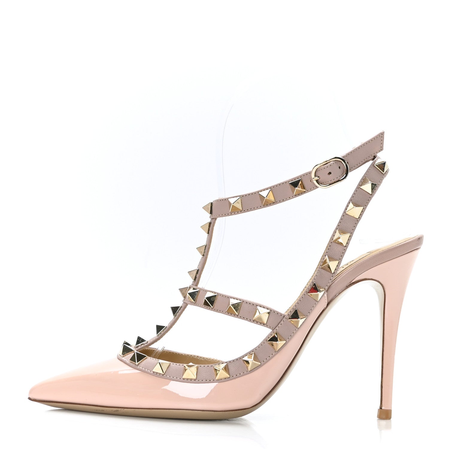 Valentino Garavani Patent Nappa Rockstud Ankle Strap 100mm Pumps 36.5 Water Rose Poudre 1 of 10