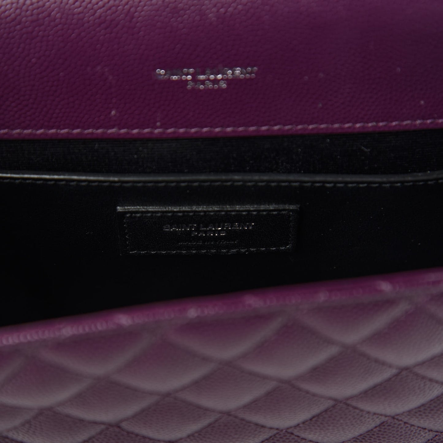 Grain De Poudre Textured Mixed Matelasse Triquilt Medium Monogram Satchel Lilac
