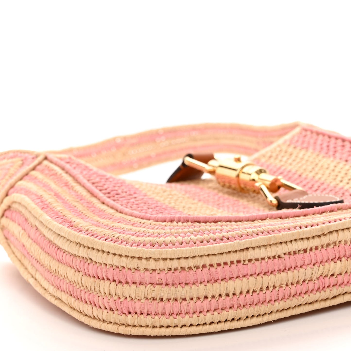 Raffia Woven Striped Small Jackie 1961 Hobo Pink White