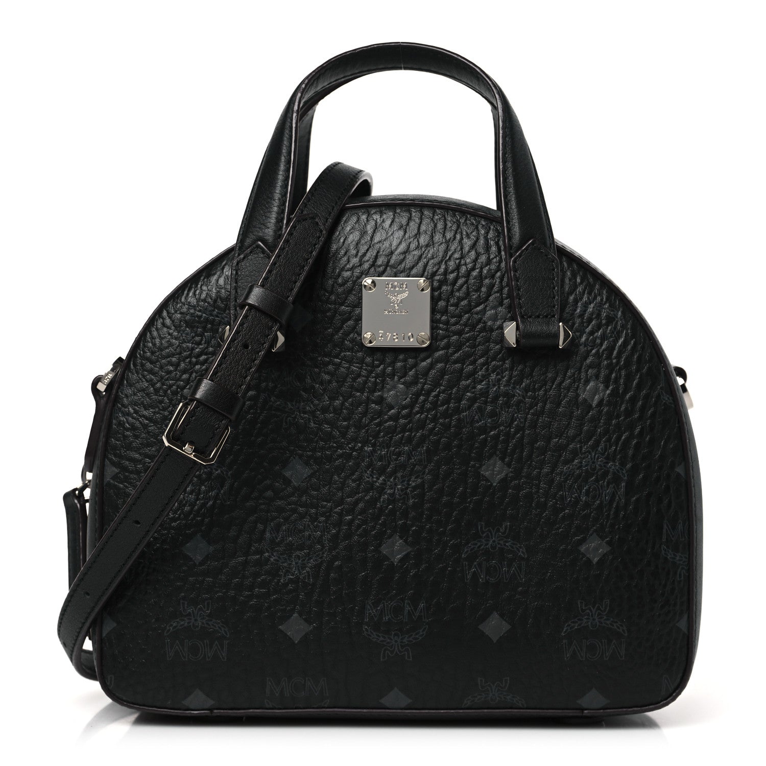 MCM Visetos Small Half Moon Crossbody Bag Black 1 of 9