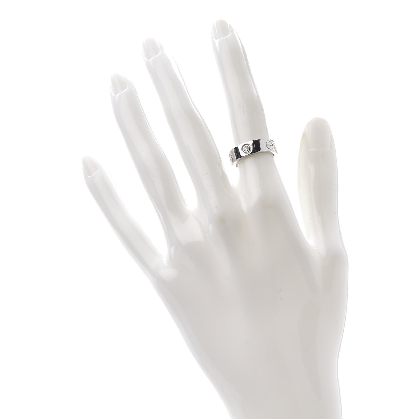 18K White Gold 3 Diamond 5.5mm LOVE Ring 48 4.5