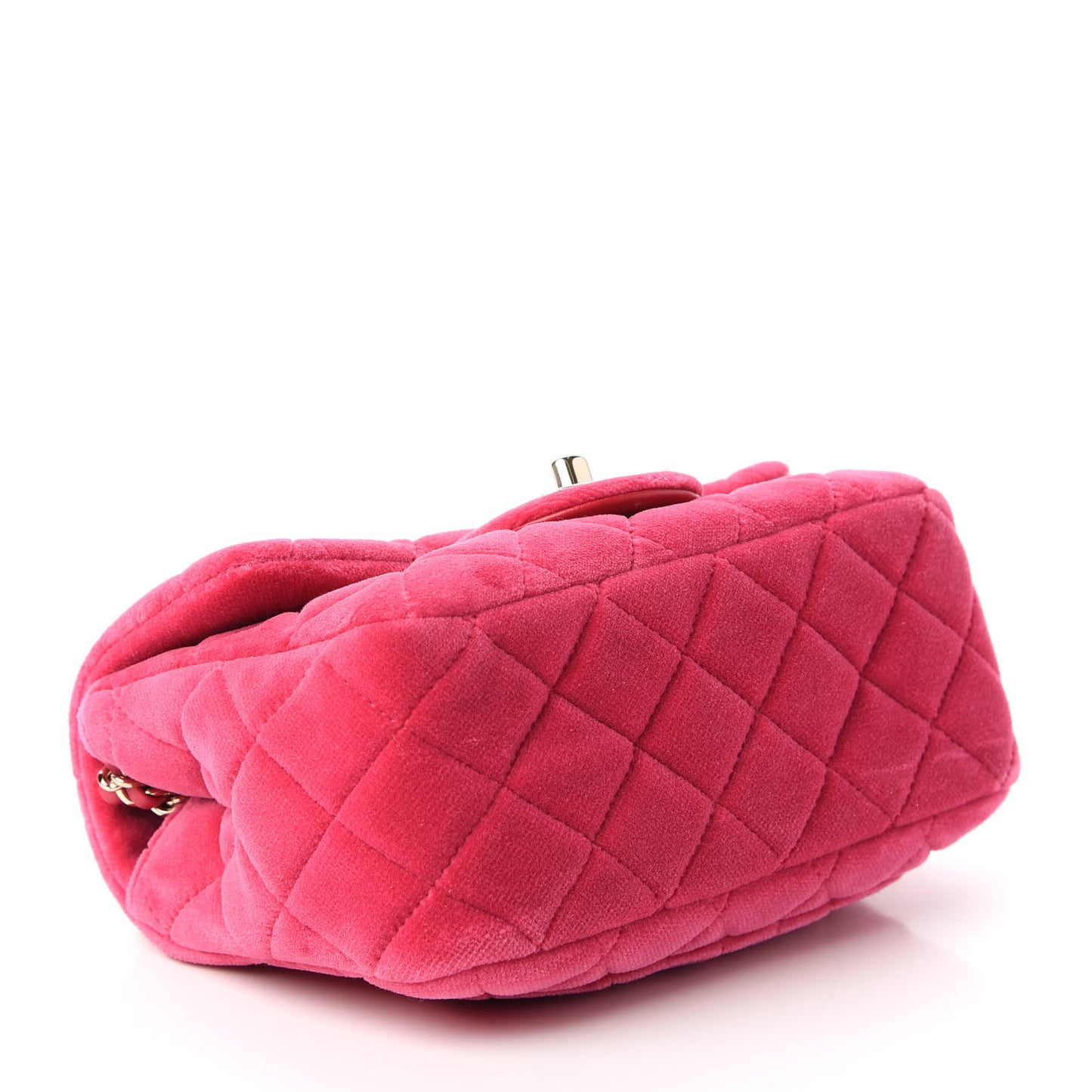 Velvet Quilted Mini Square Pearl Crush Flap Fuchsia