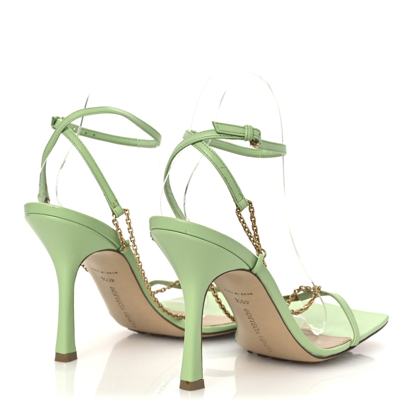 Lambskin Stretch Chain Strap 90mm Sandals 40.5 Pistachio