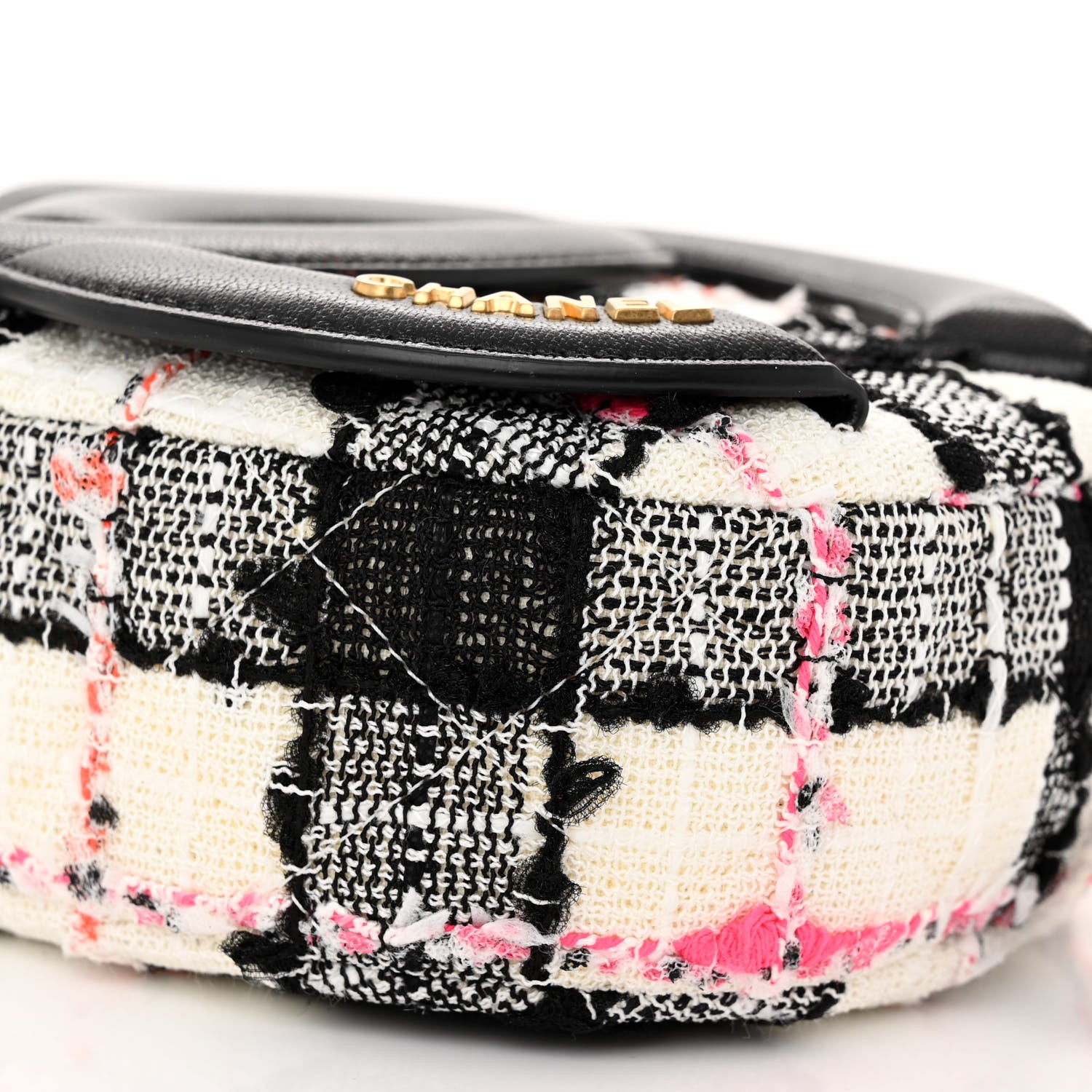 Chanel Tweed Lambskin Quilted Coco Midnight Camera Case White Black Multicolor 10 of 10