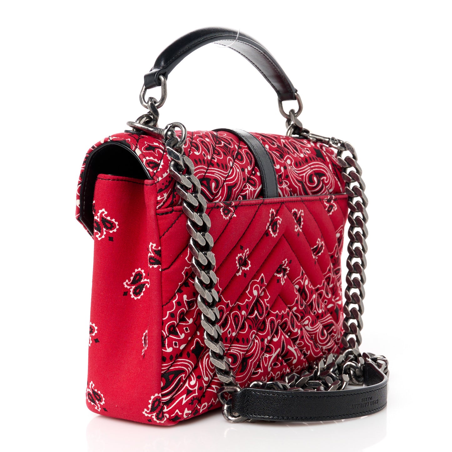 Canvas Bandana Matelasse Chevron Medium College Bag Red
