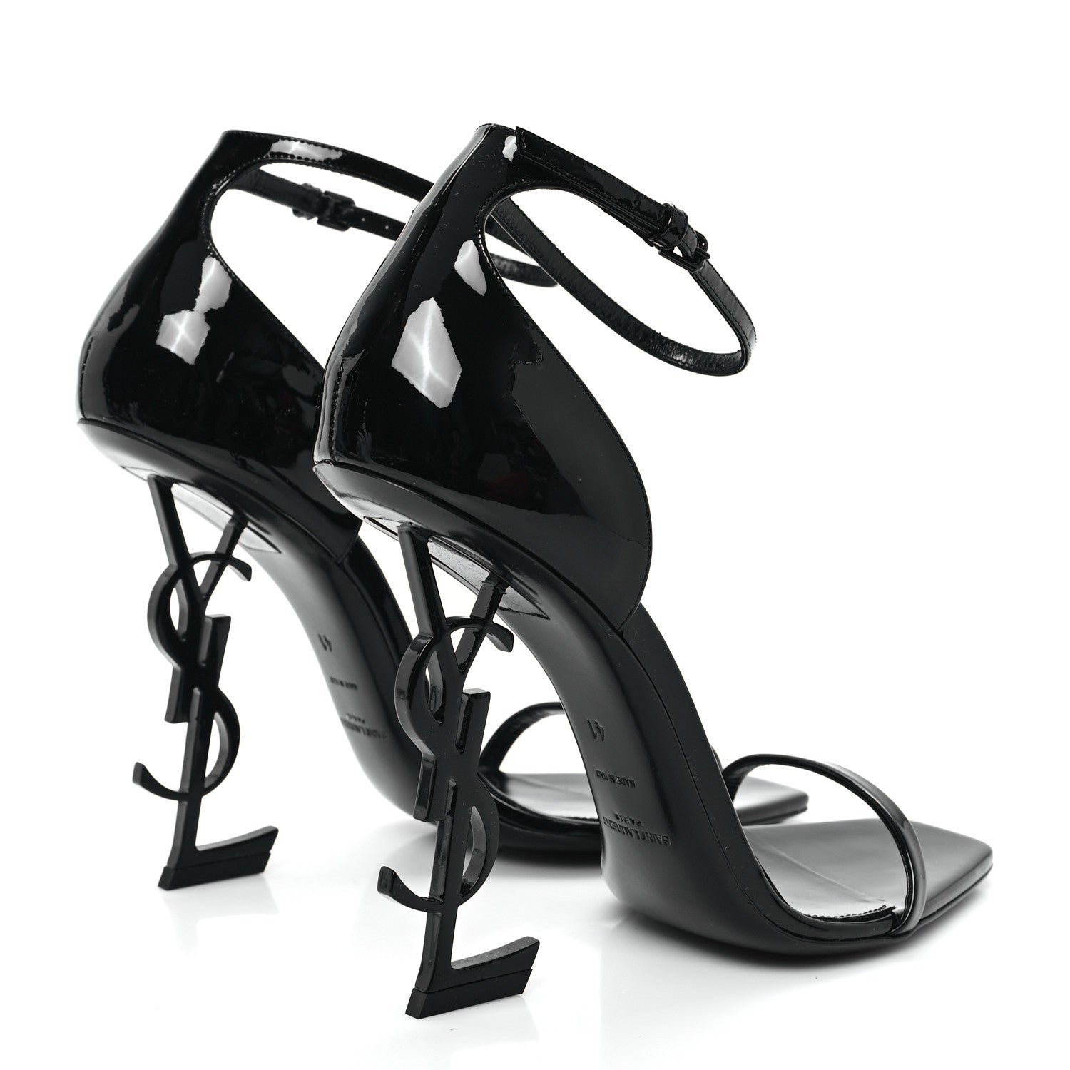 Saint Laurent Patent Calfskin Opyum 110 Sandals 41 Black 5 of 10