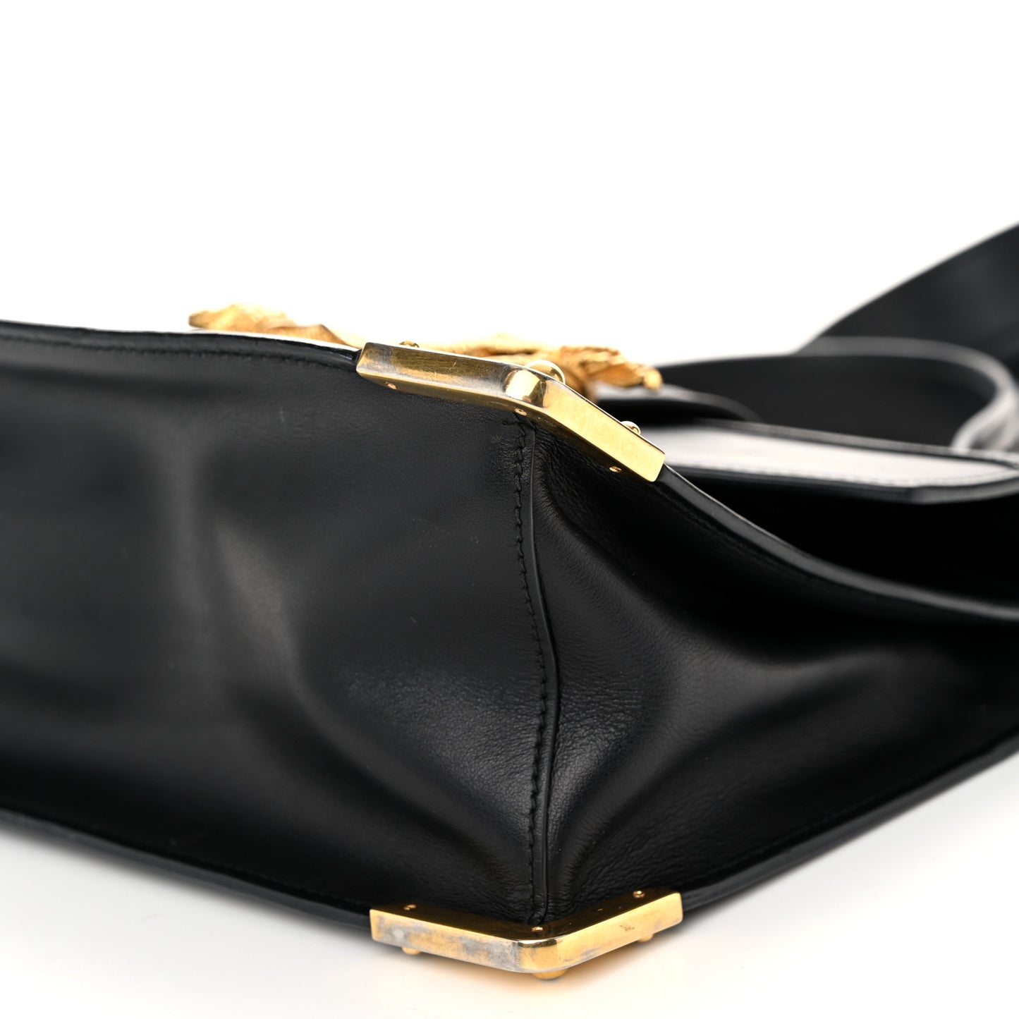 City Calf Saffiano Animalier Top Handle Bag Black