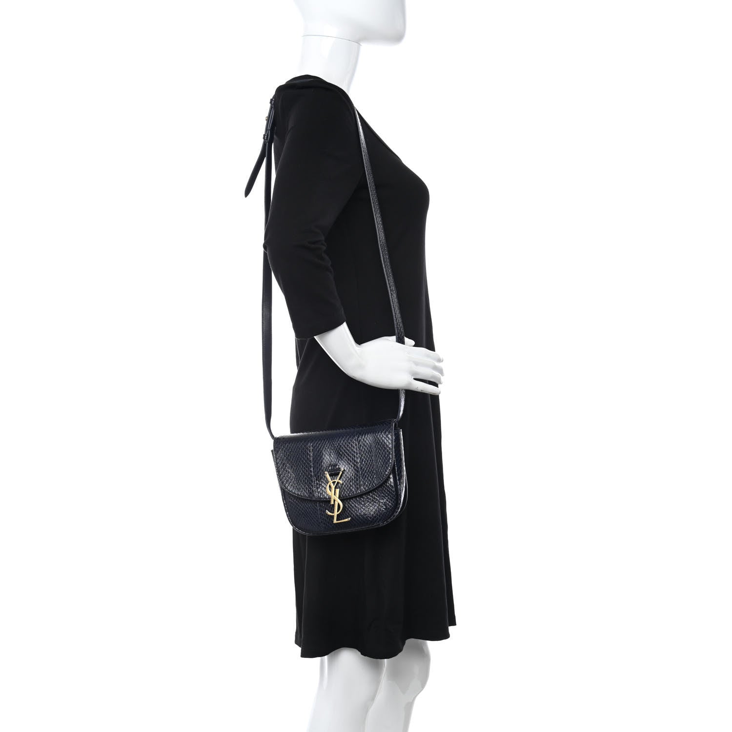 Saint Laurent Snakeskin Small Kaia Satchel Navy 2 of 9