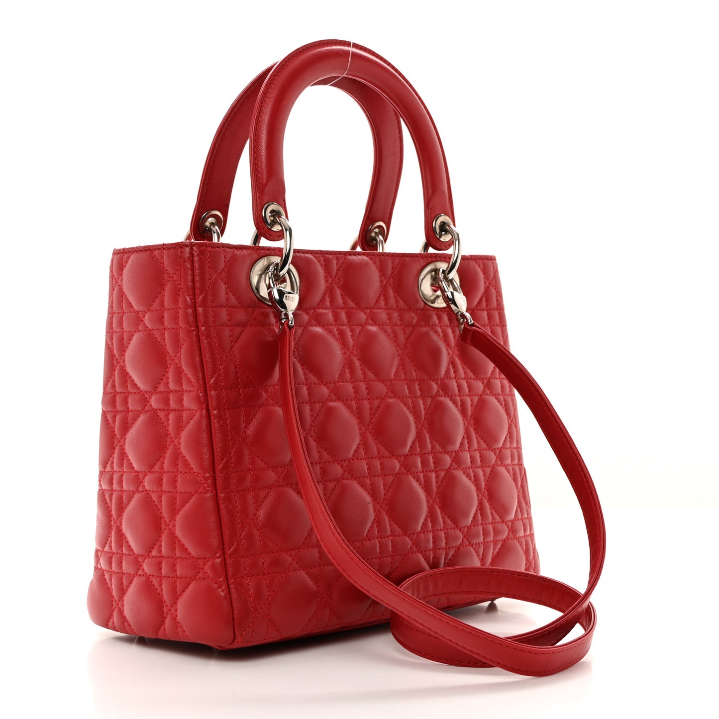 Lambskin Cannage Medium Lady Dior Red