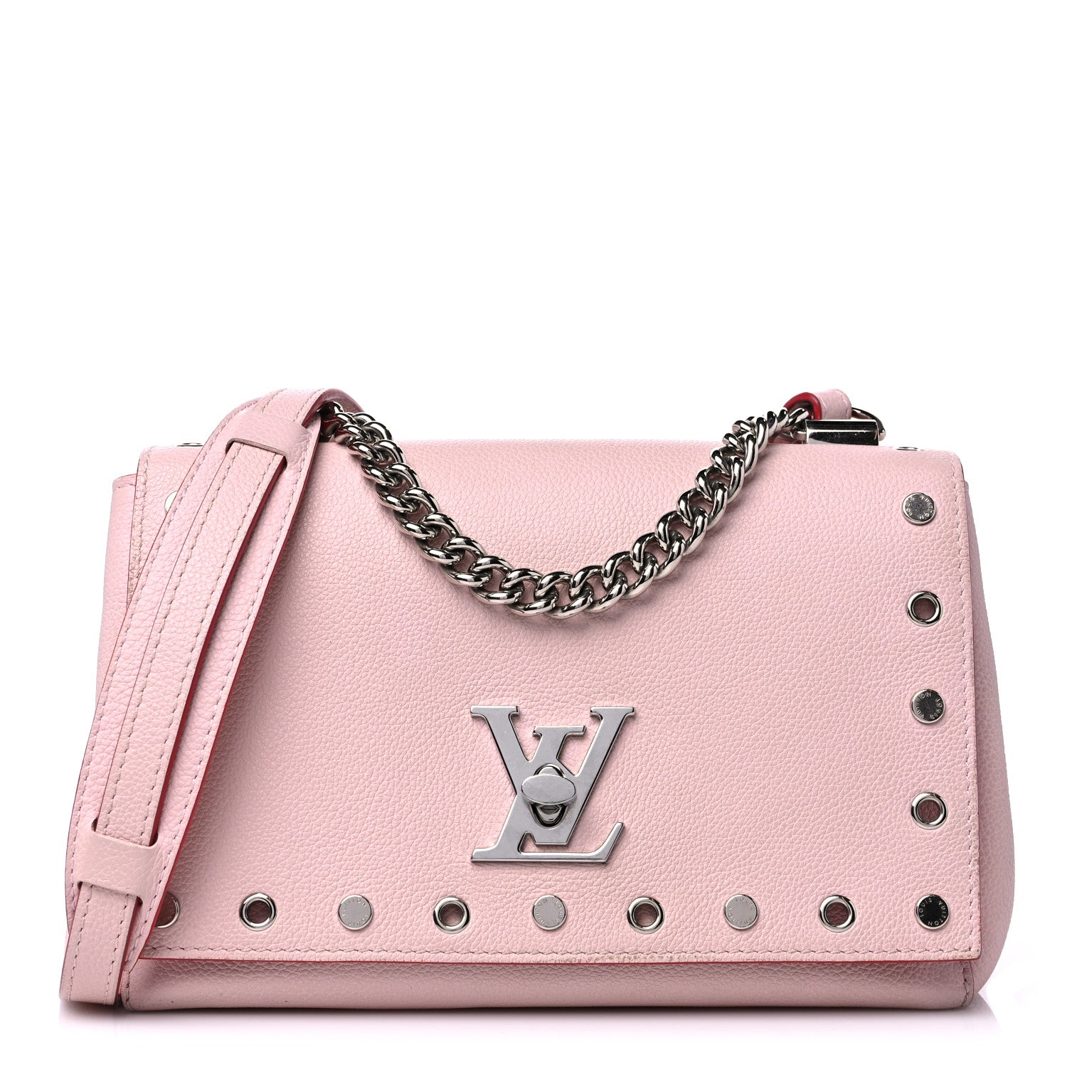 Louis Vuitton Soft Calfskin Lockme II Chain Rivets BB Rose
