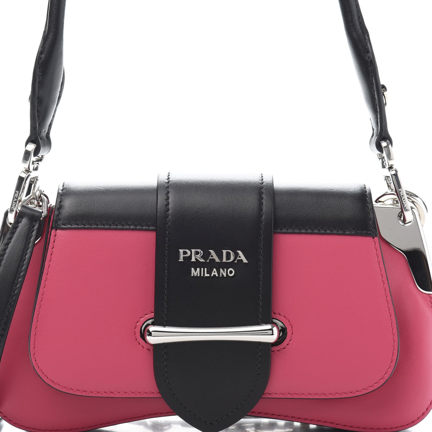 City Calfskin Small Sidonie Shoulder Bag Fuxia Black