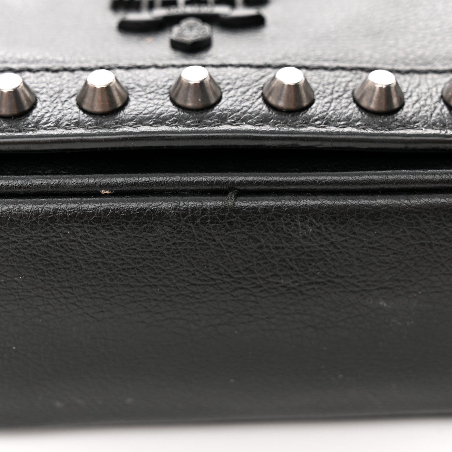 Glace Calfskin Studded Crossbody Black