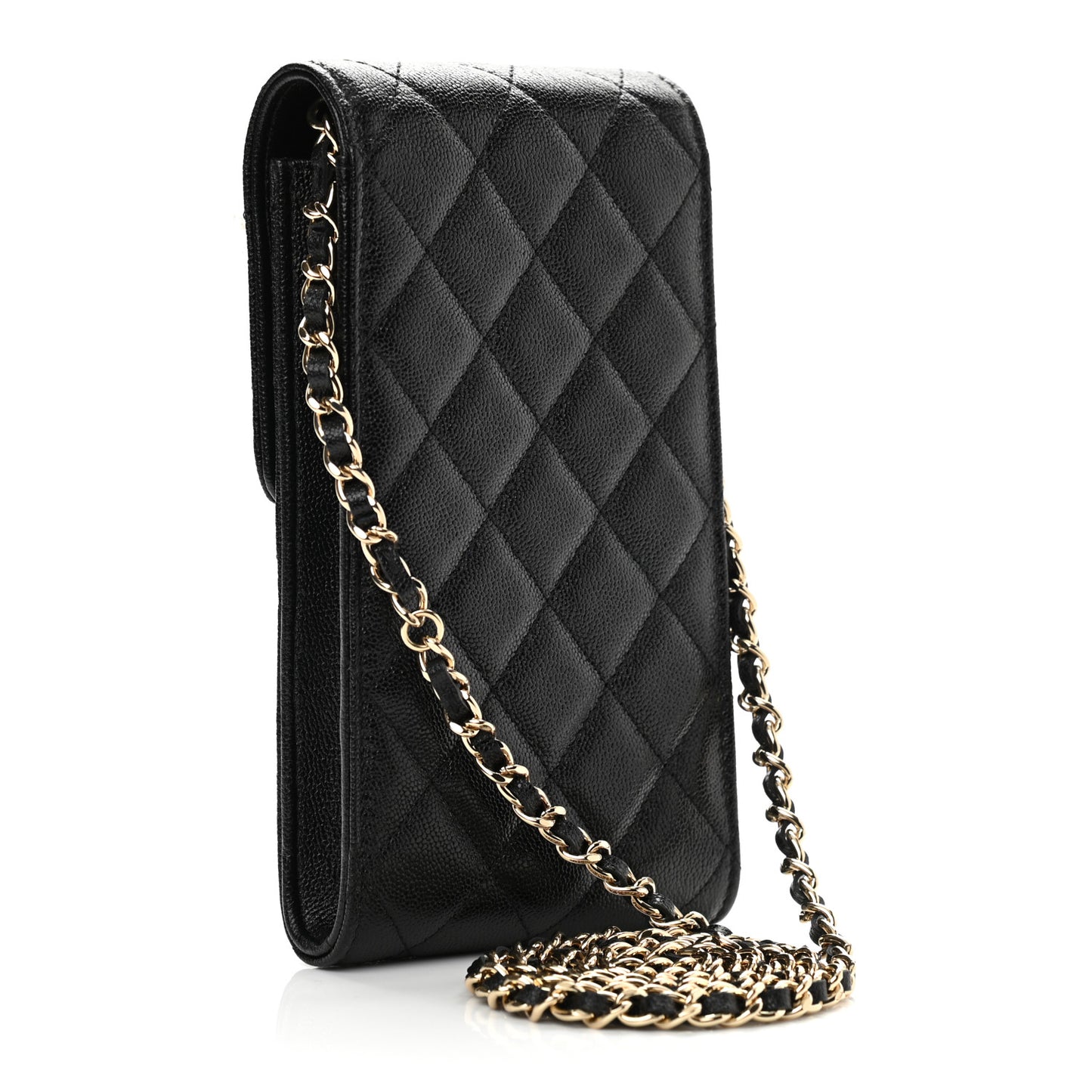 Caviar Quilted CC Airpods Pro and Phone Case With Chain Black