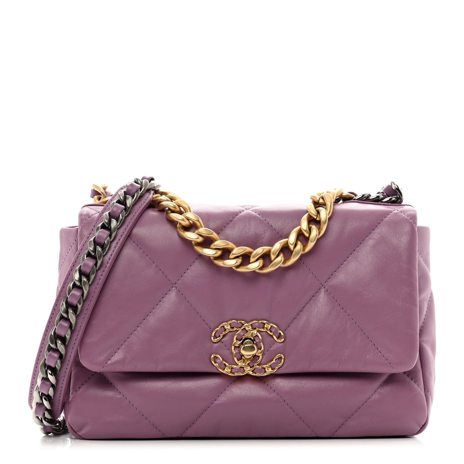 Chanel Lambskin Quilted Medium Chanel 19 Flap Purple 1 of 10