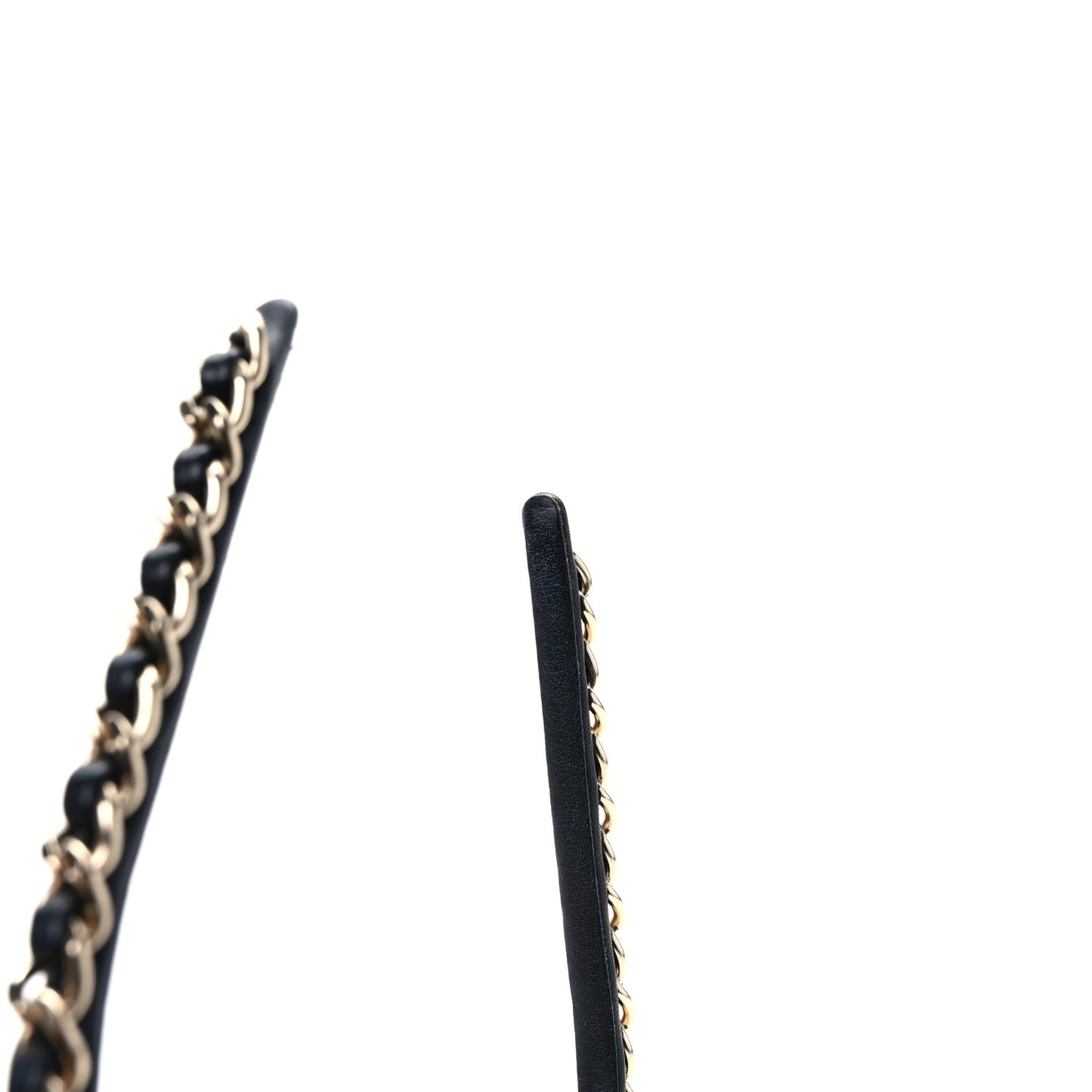 Metal Lambskin CC Turnlock Chain Headband Gold Black