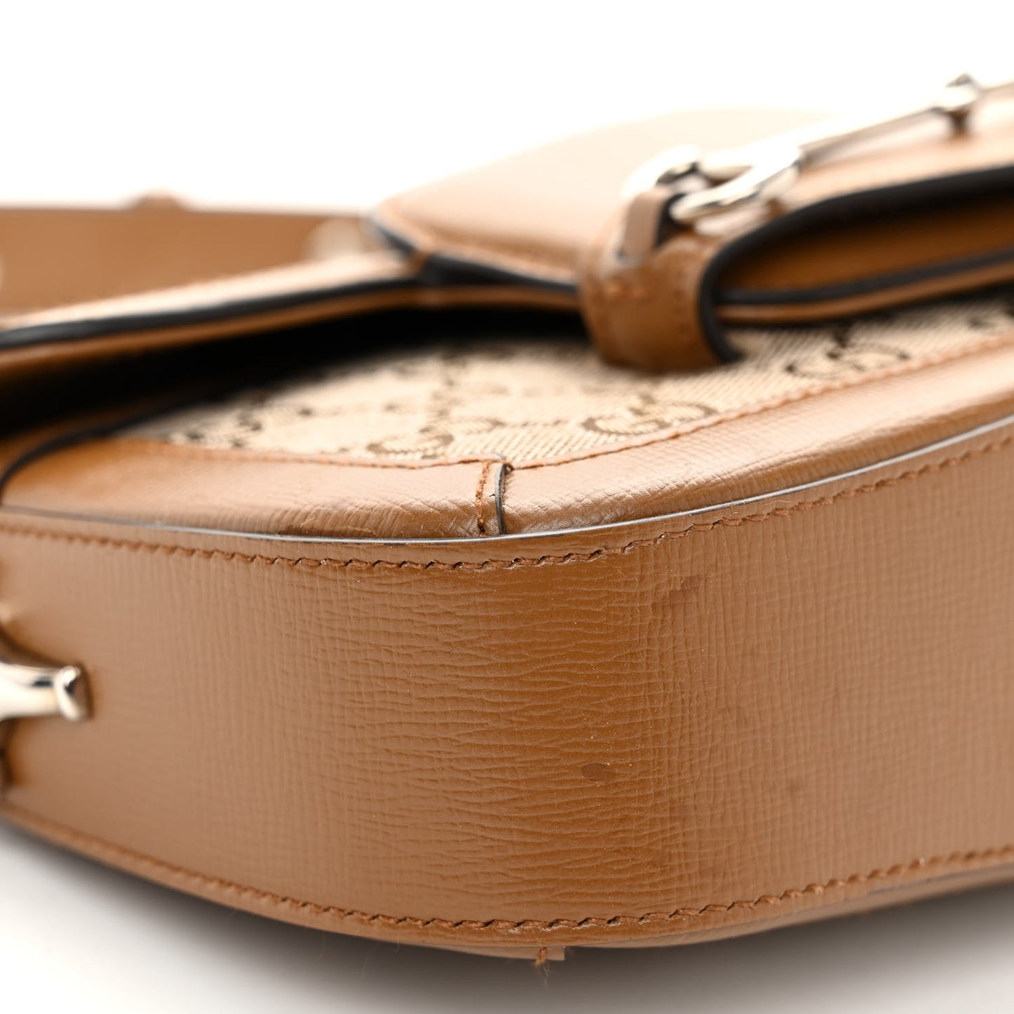 Monogram Small Horsebit 1955 Asymmetric Shoulder Bag Beige Brown Sugar