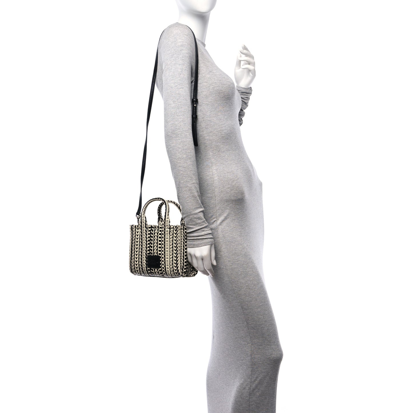 Calfskin The Micro Monogram Tote Black White