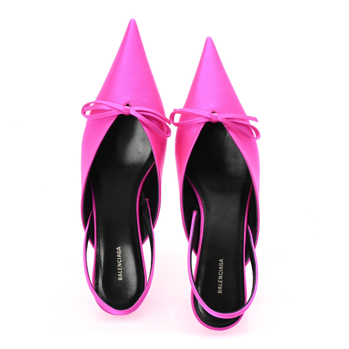 Satin Pointed Toe Knife Slingback 40mm Mules 36 Rose Fuchsia
