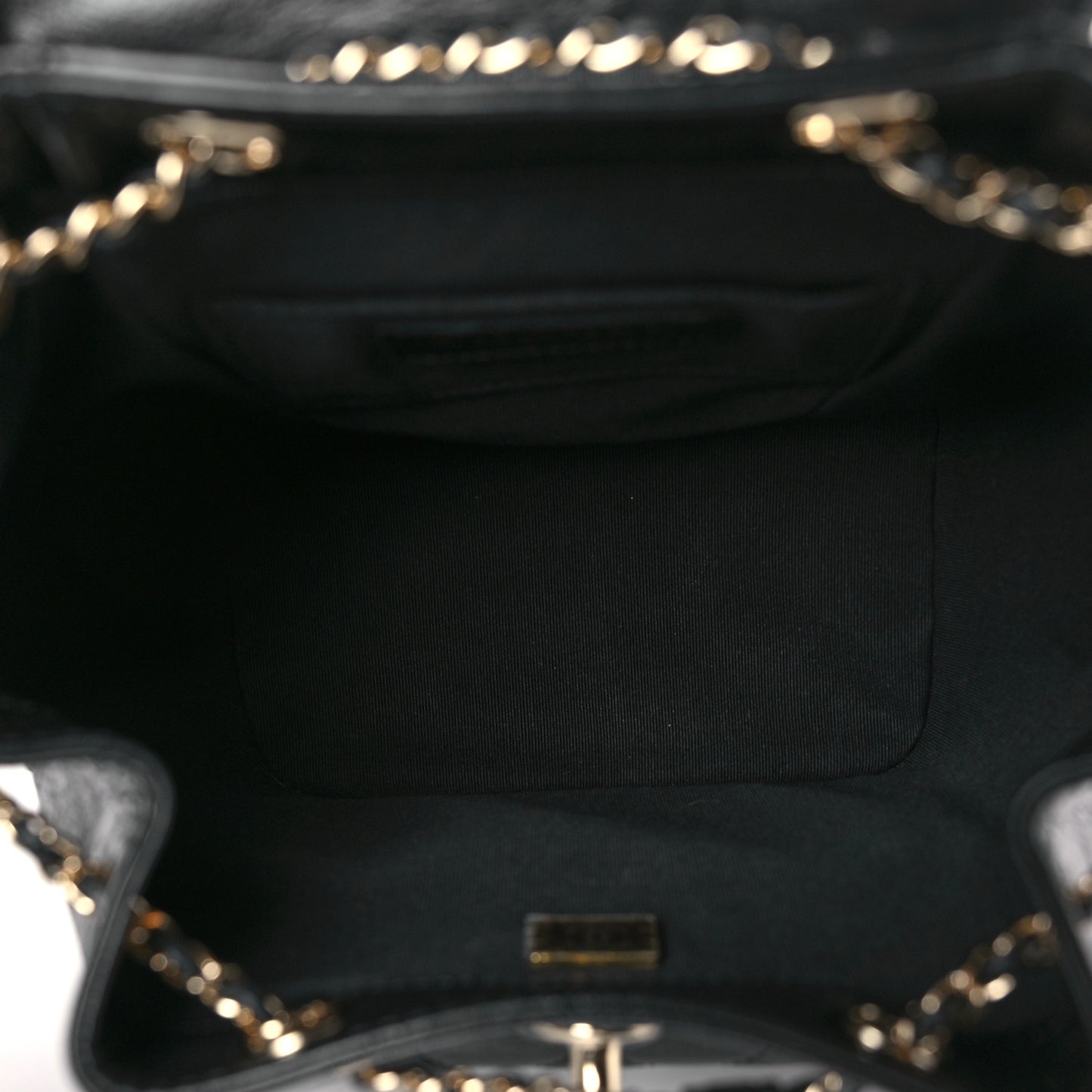 Glazed Aged Calfskin Quilted Small Duma Drawstring Backpack Black