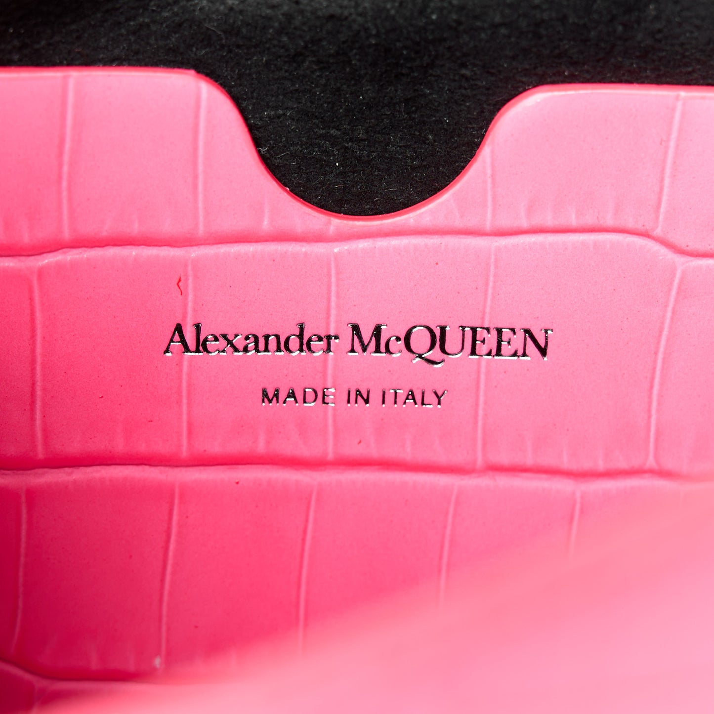 Calfskin Crocodile Embossed Skull Mini Crossbody Bag Neon Pink