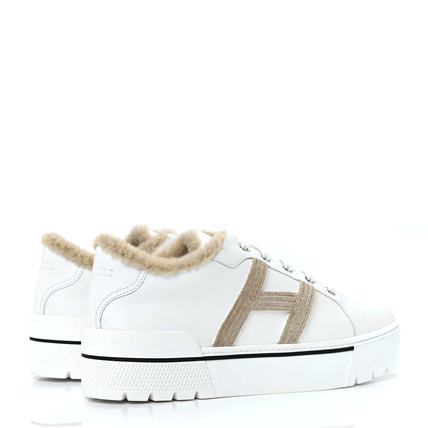 Calfskin Woolskin Dare Sneakers 40 White Ecru