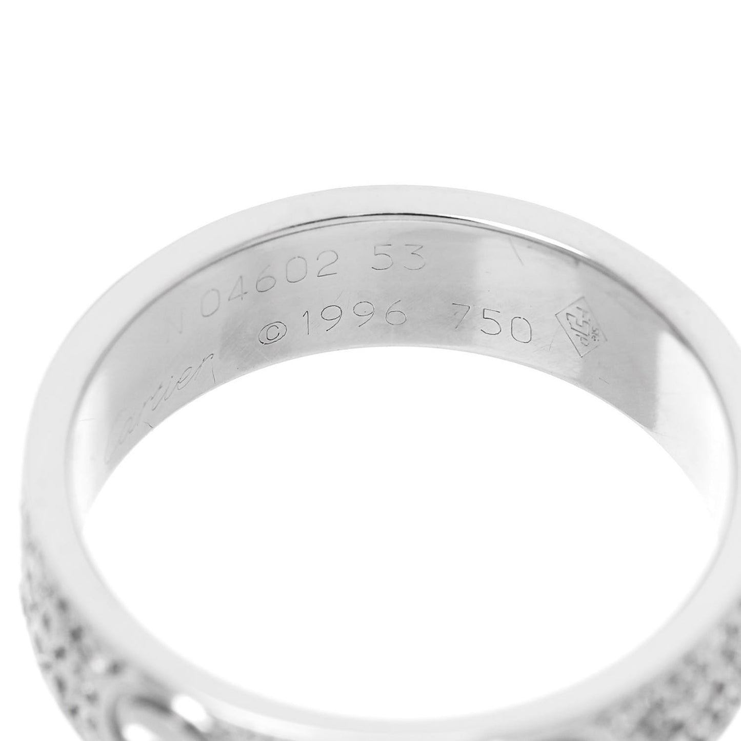 18K White Gold Diamond 5mm LOVE Wedding Paved Band Ring 53 6.5