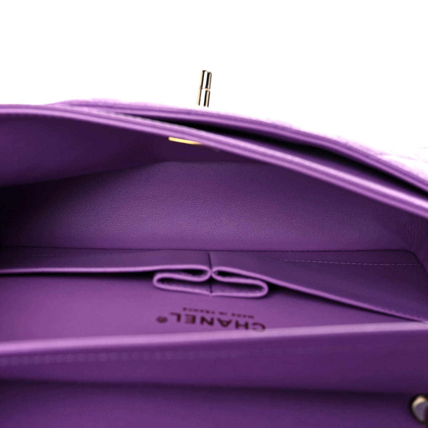 Caviar Quilted Small Double Flap Purple