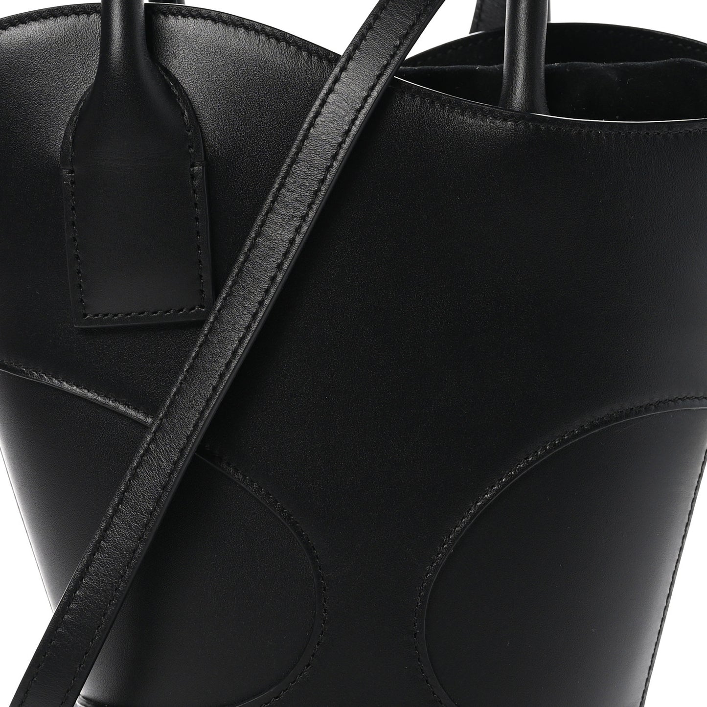 Calfskin Cut Out Mini Tote Black