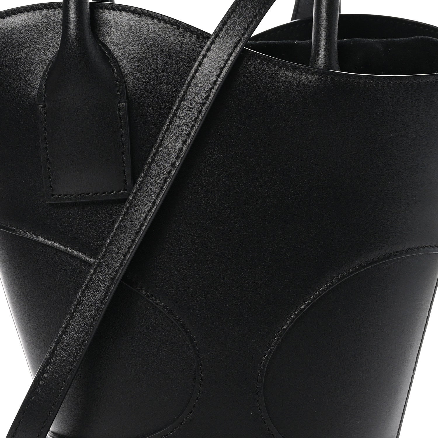 Salvatore Ferragamo Calfskin Cut Out Mini Tote Black 7 of 9