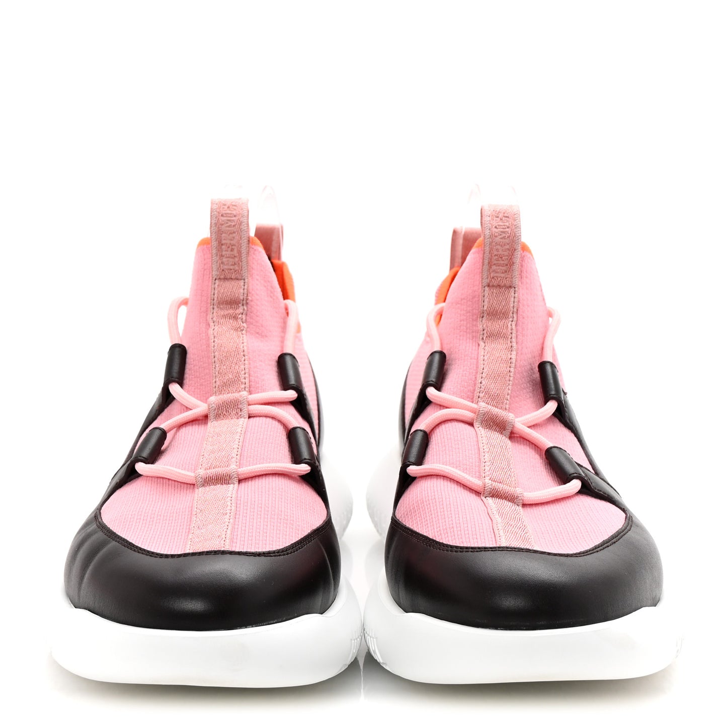 Technical Canvas Calfskin Mens Duel Sneakers 43 Pink Brown