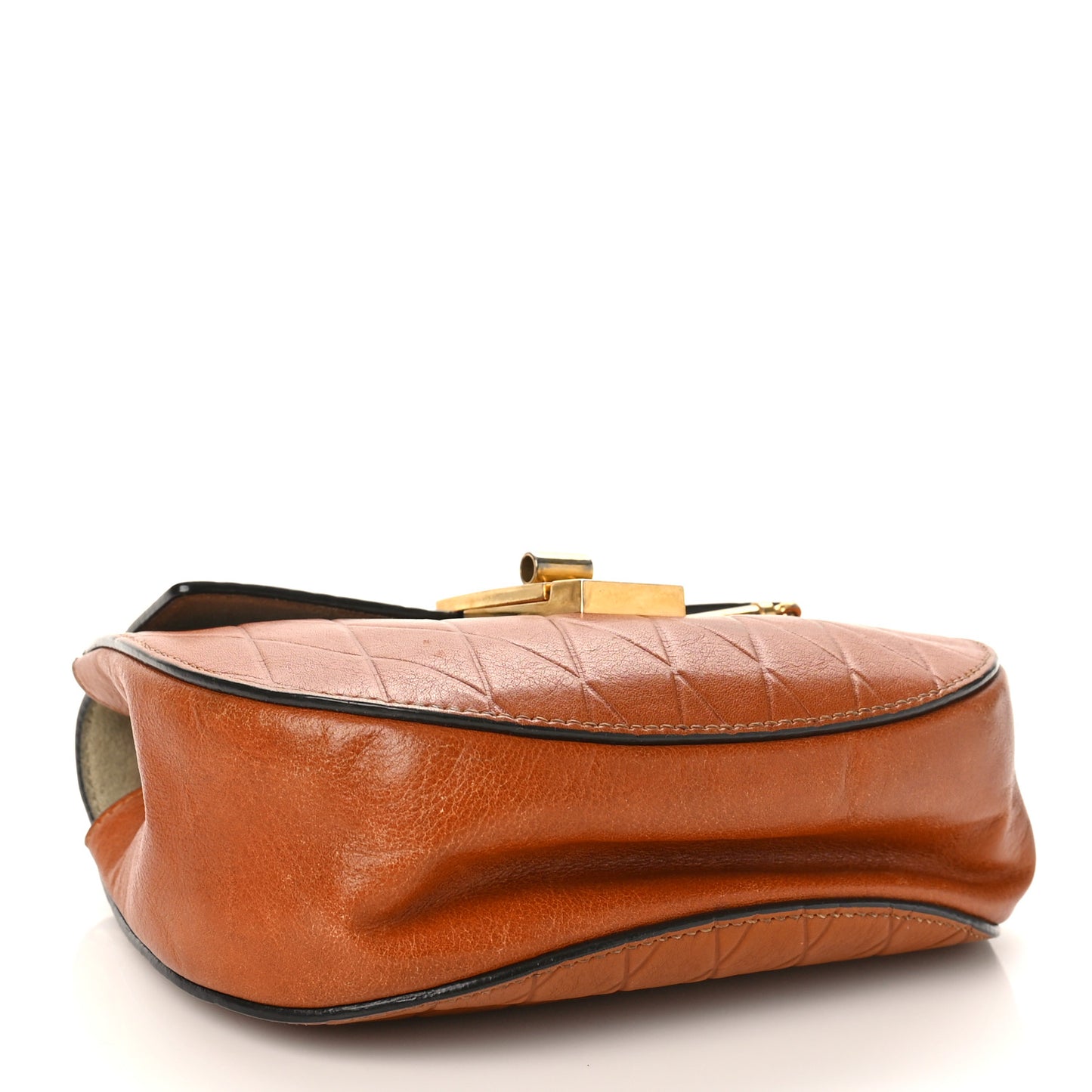Lambskin Diamond Embossed Small Drew Shoulder Bag Caramel
