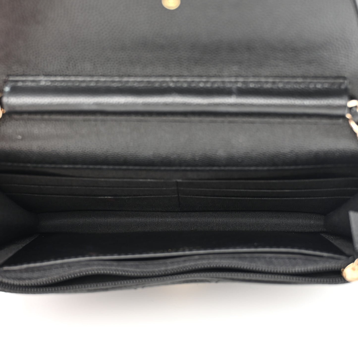 Caviar Quilted French New Wave Chain CC Wallet On Chain WOC Black