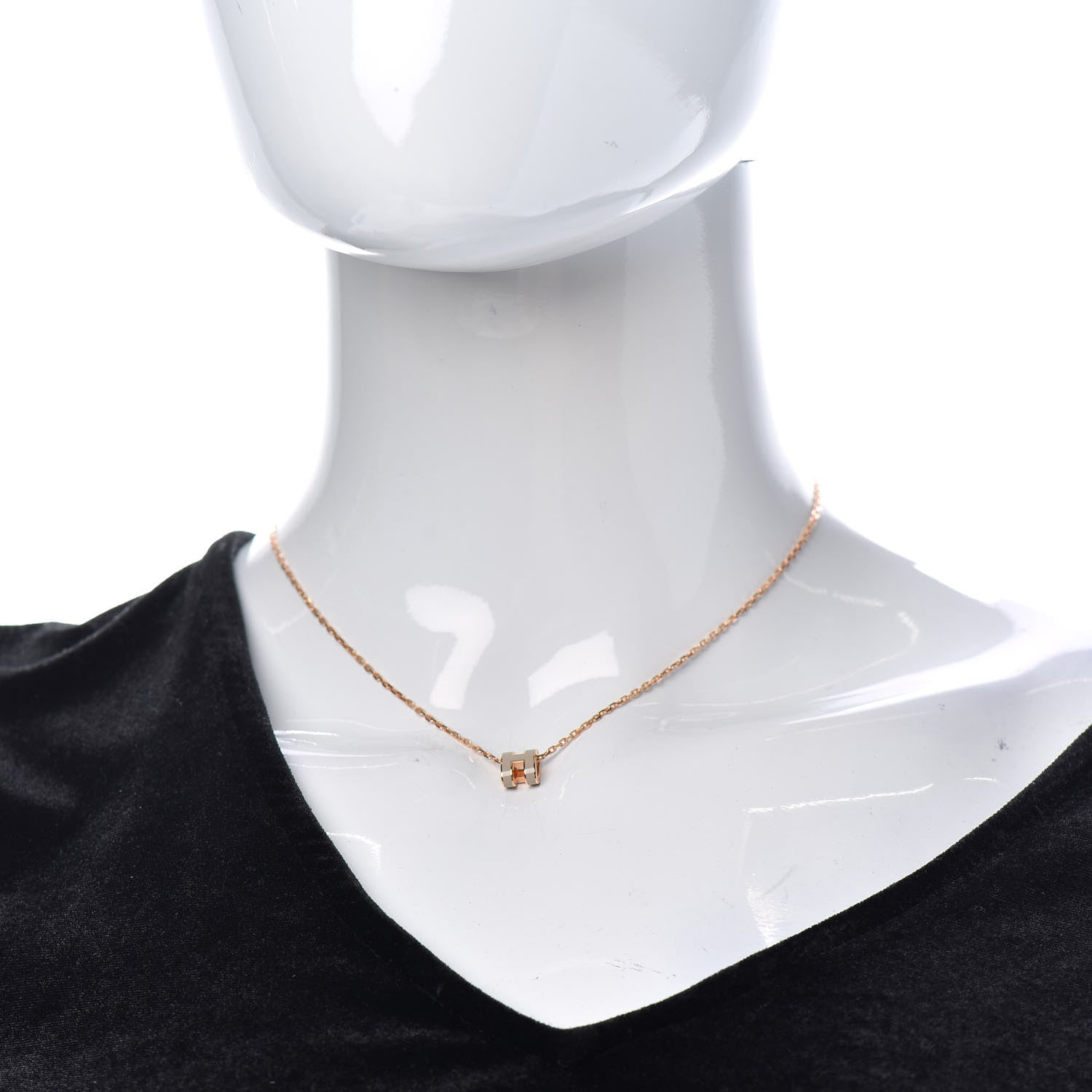 Hermes Lacquered Rose Gold Mini Pop H Pendant Necklace Marron Glace 2 of 6