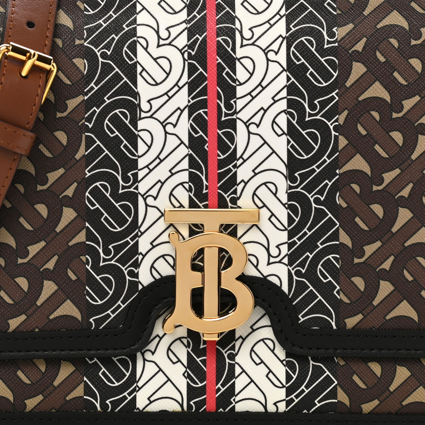 E-Canvas Monogram Stripe Medium TB Bag Bridle Brown