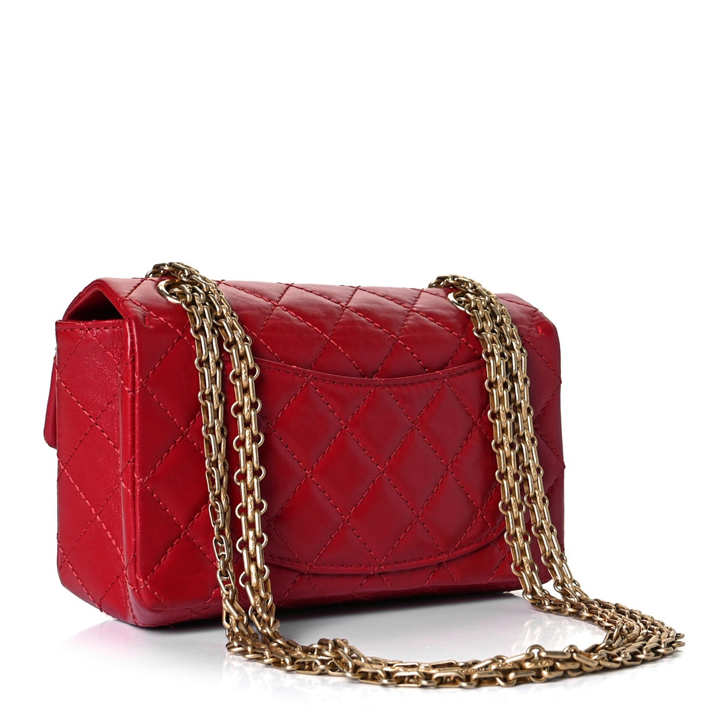 Aged Calfskin Quilted 2.55 Reissue Mini Flap Red
