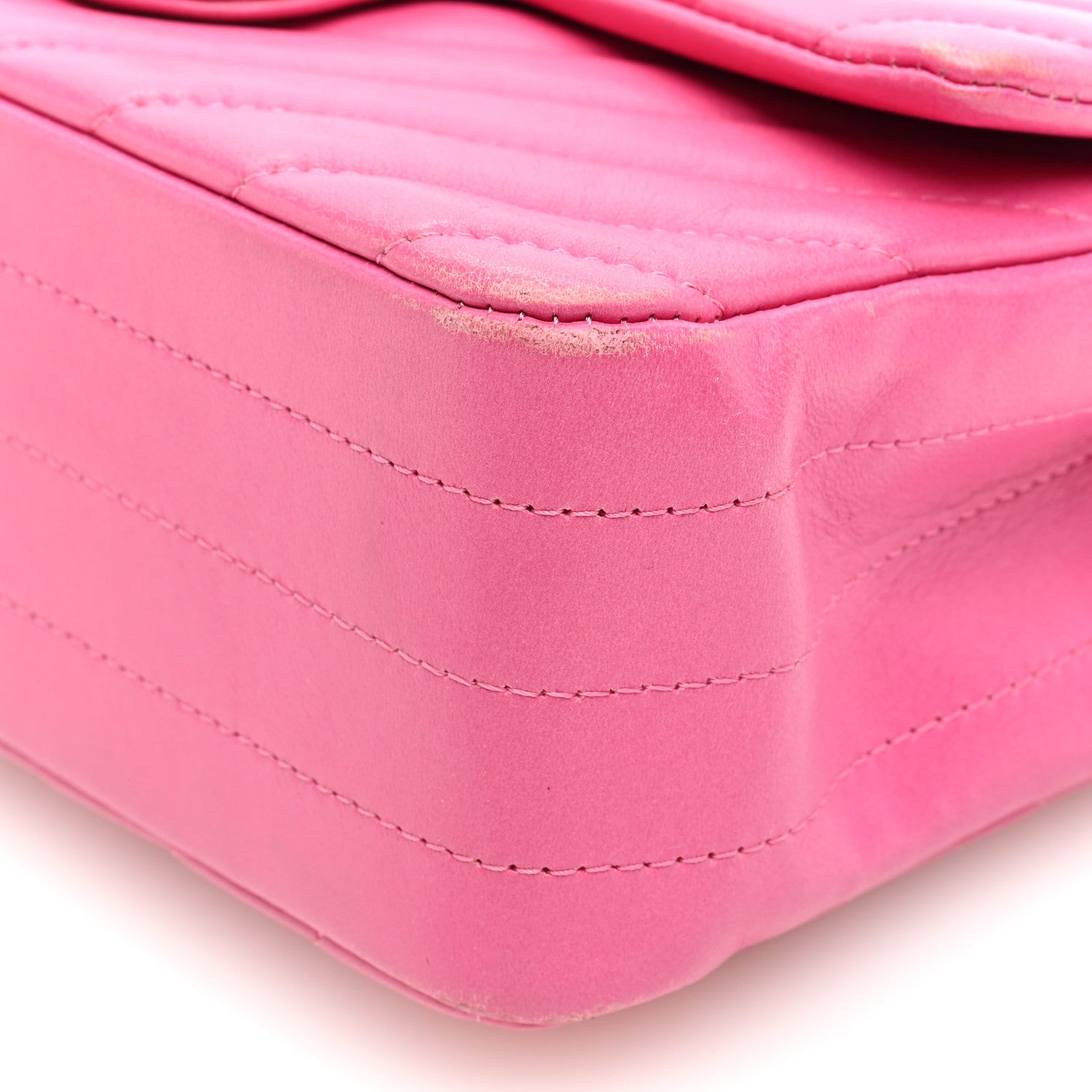 Chanel Lambskin Chevron Quilted Mini Rectangular Flap Dark Pink 10 of 15