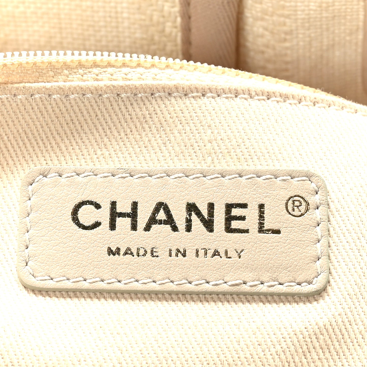 Straw Raffia Calfskin Striped Small Deauville Tote Beige