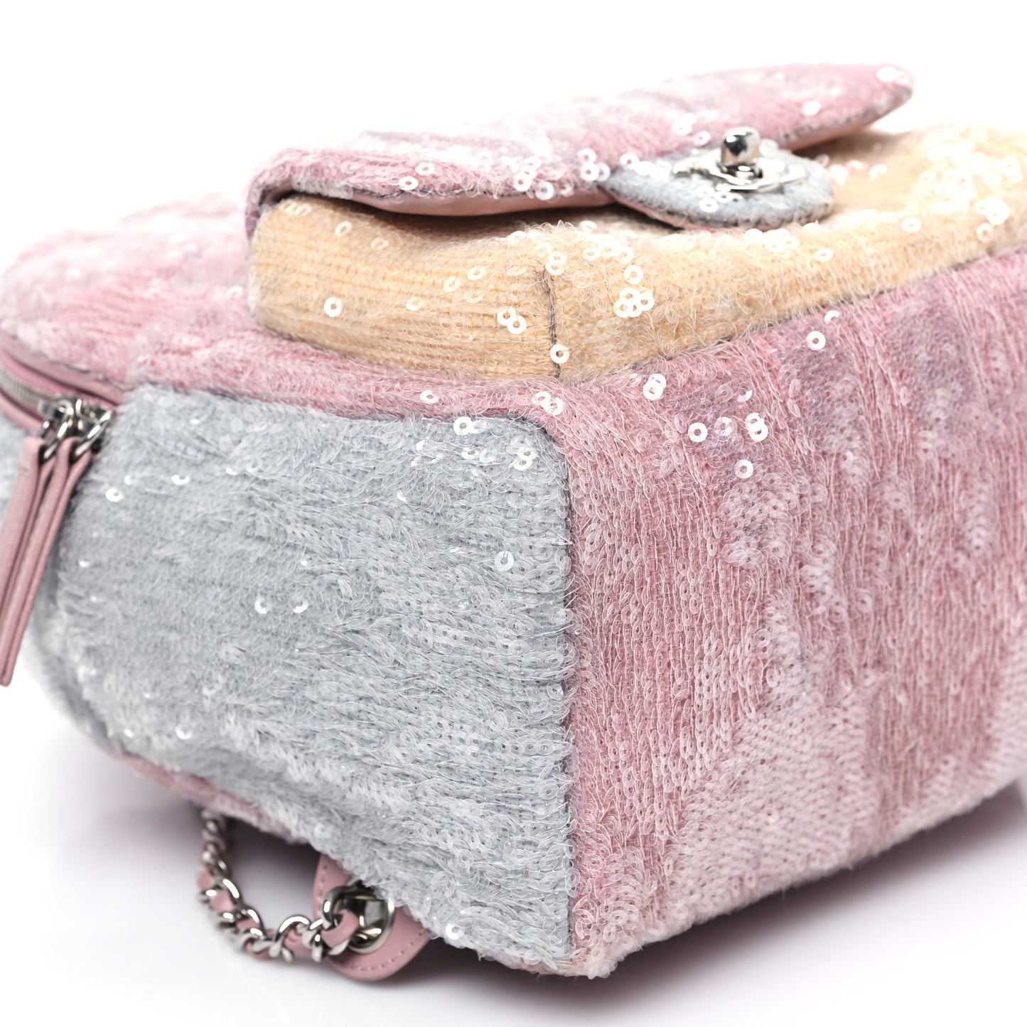 Sequin Tri-color Waterfall Backpack Pink Beige Grey