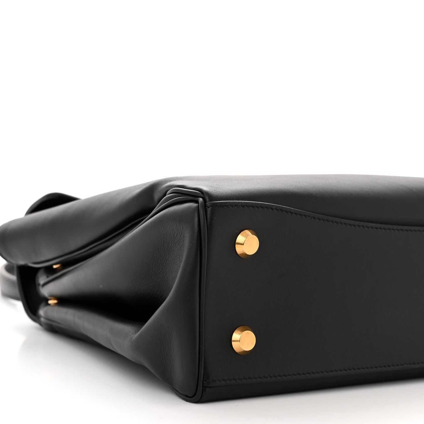 Natural Smooth Calfskin Medium Rodeo Top Handle Handbag Black