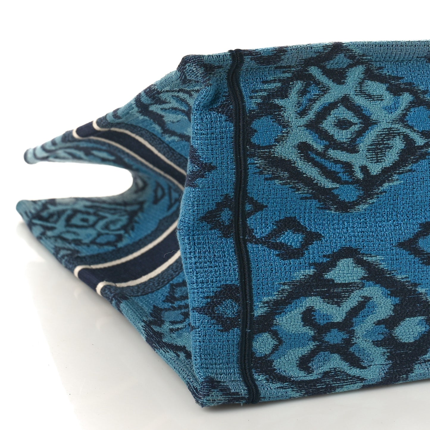 CHRISTIAN DIOR Canvas Embroidered Large Palm Tree Toile De Jouy Book Tote Blue Multicolor