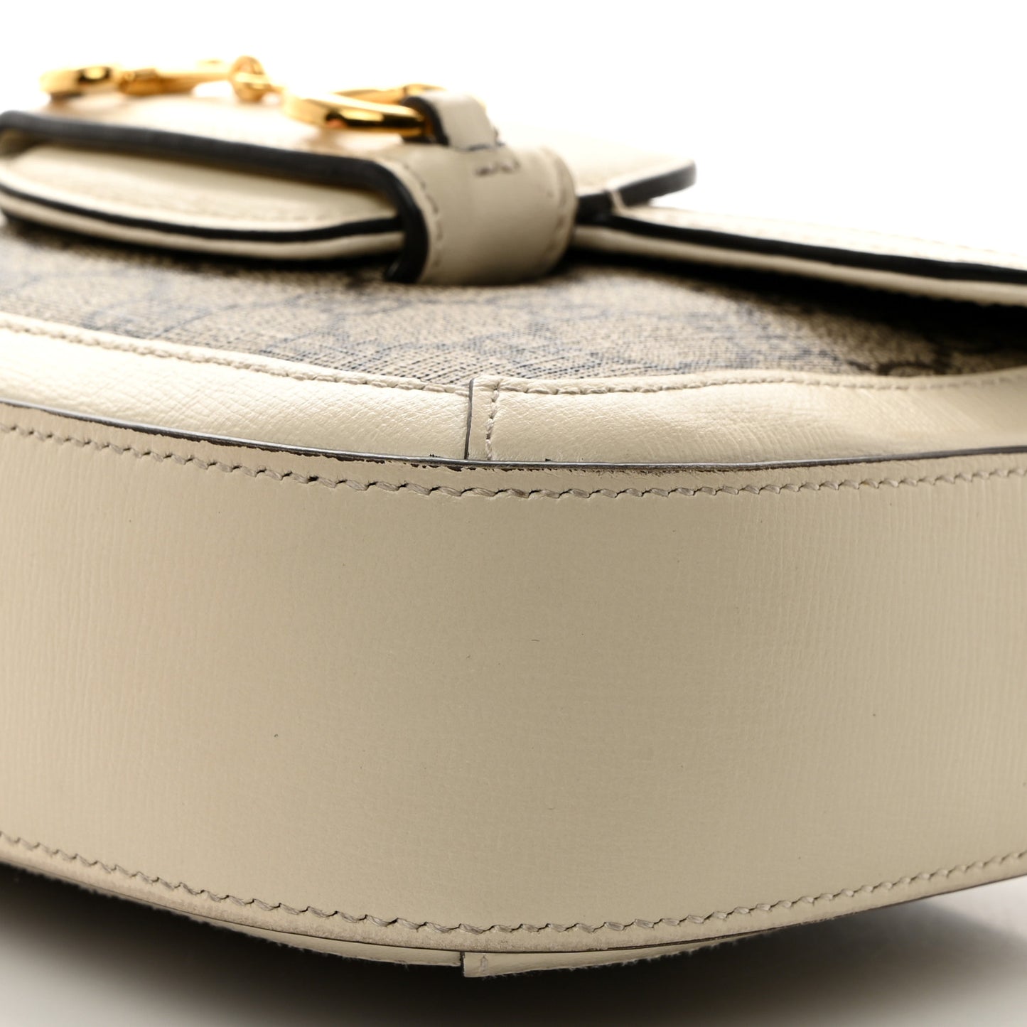 GG Supreme Monogram Web Mini Horsebit 1955 Shoulder Bag Beige Mystic White