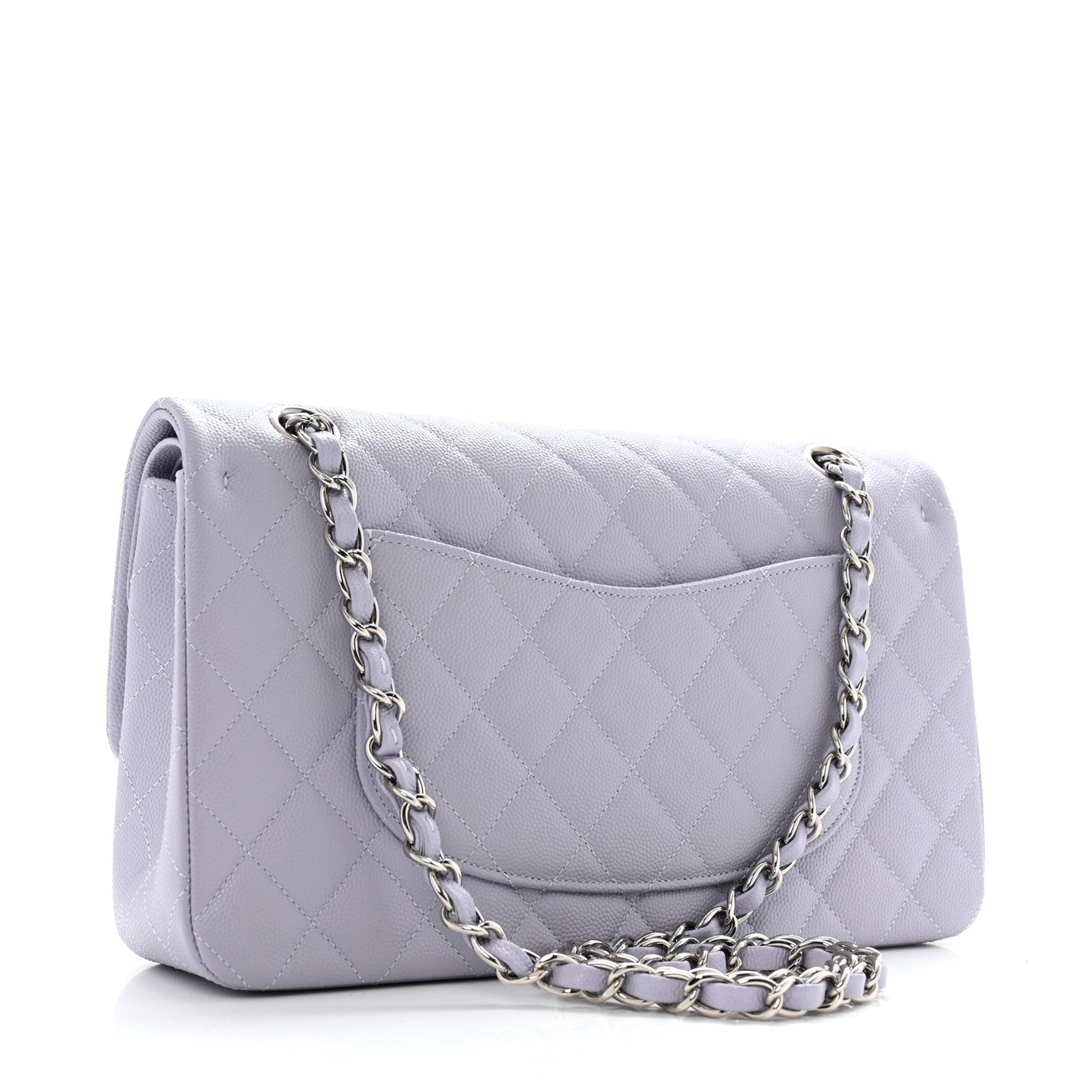 Caviar Quilted Medium Double Flap Light Purple