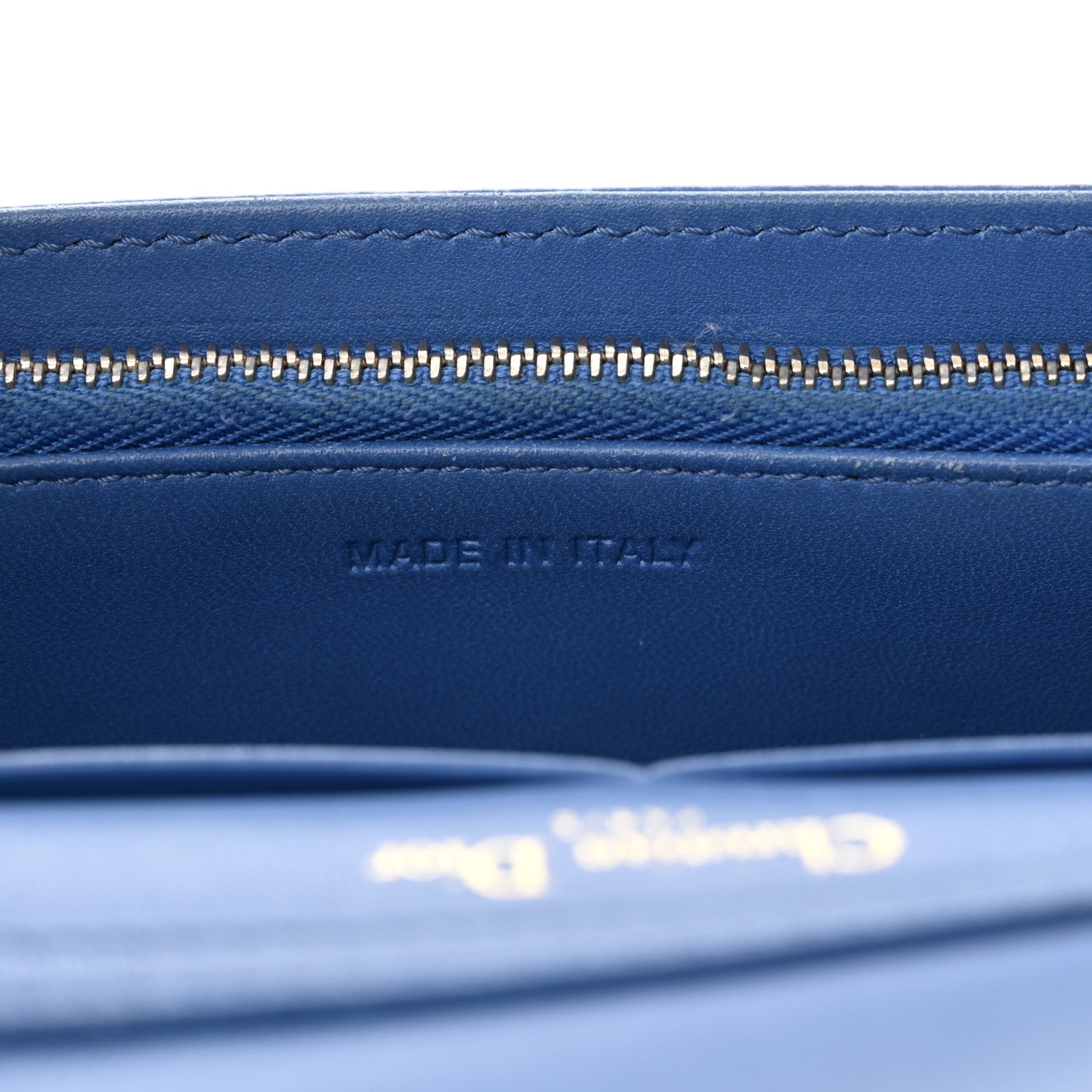 Christian Dior Grained Calfskin Diorama Wallet on Chain Pouch Blue 7 of 10