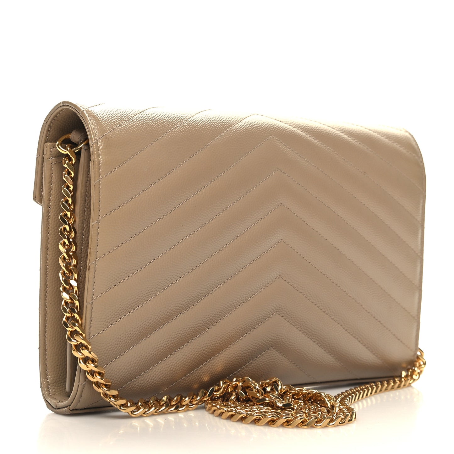 Grain De Poudre Matelasse Chevron Monogram Chain Wallet Nude Powder