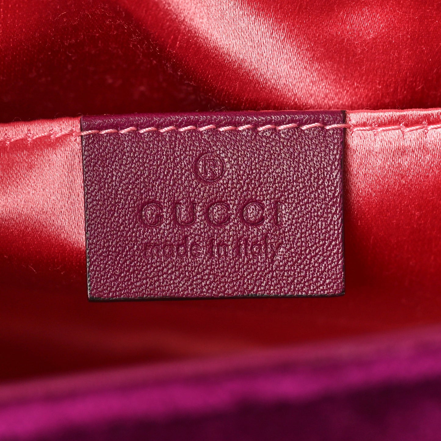 Velvet Matelasse Mini GG Marmont Shoulder Bag Fuchsia Violet Cyclamen